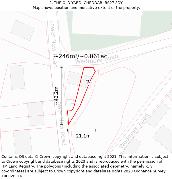 2, THE OLD YARD, CHEDDAR, BS27 3DY: Plot and title map