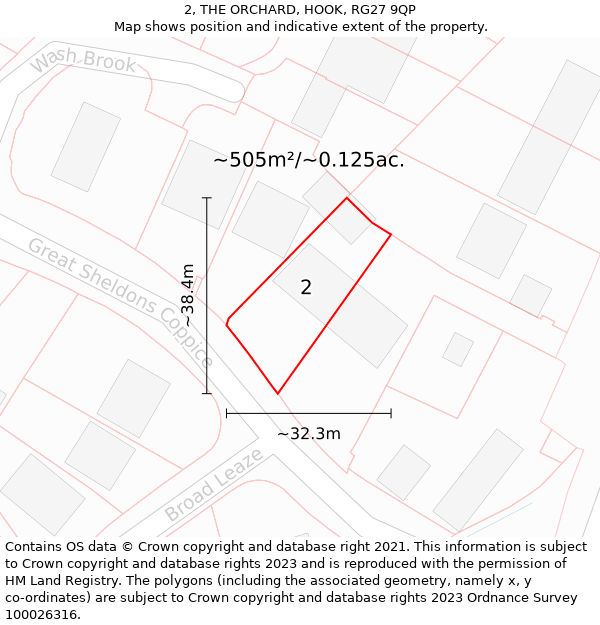 2, THE ORCHARD, HOOK, RG27 9QP: Plot and title map