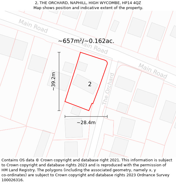 2, THE ORCHARD, NAPHILL, HIGH WYCOMBE, HP14 4QZ: Plot and title map