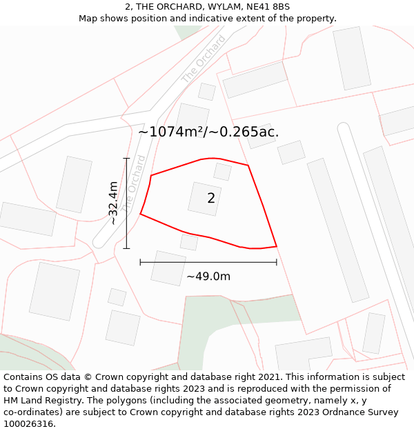 2, THE ORCHARD, WYLAM, NE41 8BS: Plot and title map