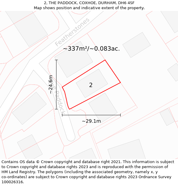 2, THE PADDOCK, COXHOE, DURHAM, DH6 4SF: Plot and title map