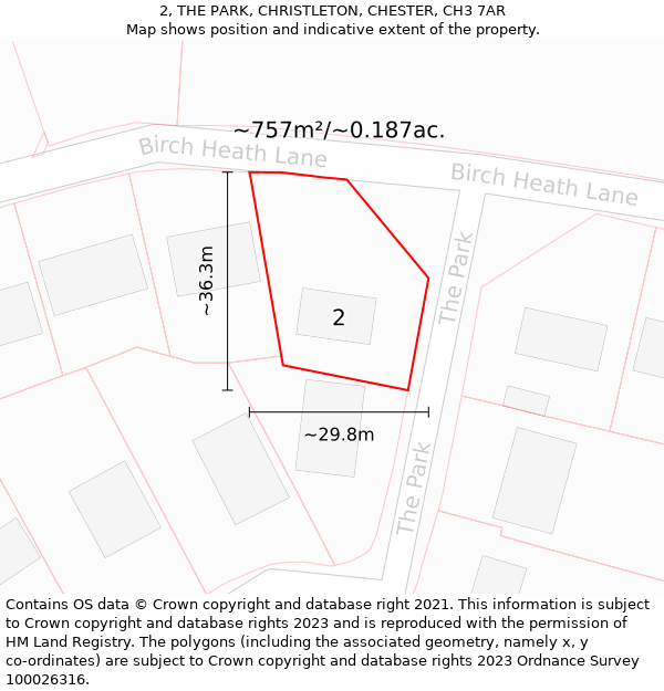 2, THE PARK, CHRISTLETON, CHESTER, CH3 7AR: Plot and title map