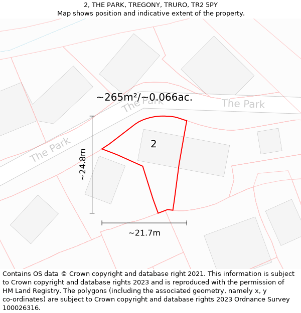 2, THE PARK, TREGONY, TRURO, TR2 5PY: Plot and title map