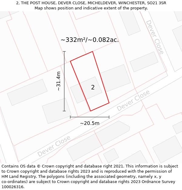 2, THE POST HOUSE, DEVER CLOSE, MICHELDEVER, WINCHESTER, SO21 3SR: Plot and title map