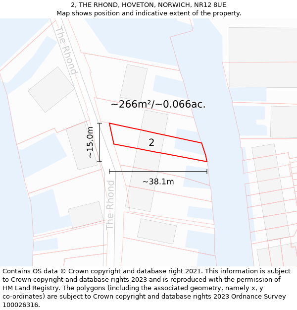 2, THE RHOND, HOVETON, NORWICH, NR12 8UE: Plot and title map