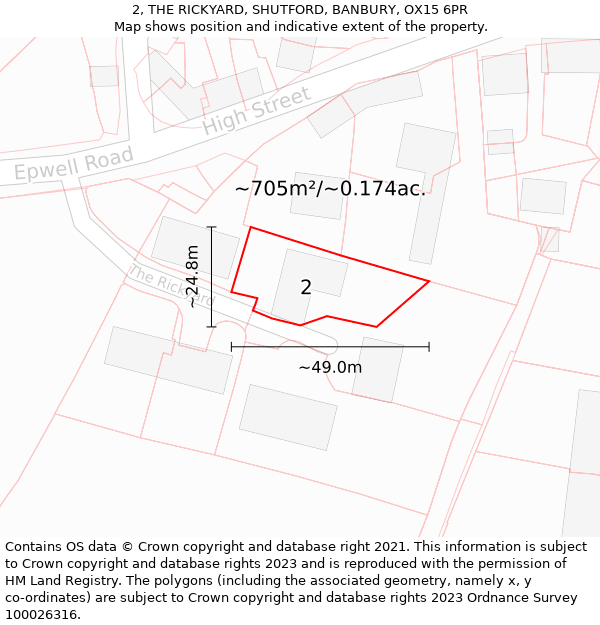 2, THE RICKYARD, SHUTFORD, BANBURY, OX15 6PR: Plot and title map