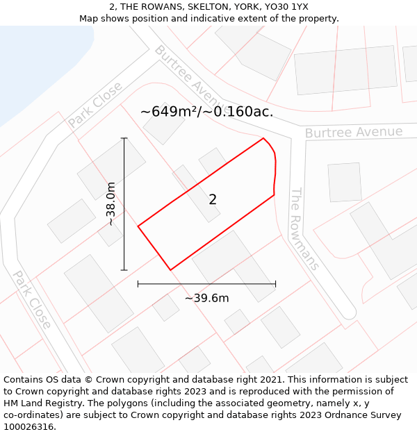 2, THE ROWANS, SKELTON, YORK, YO30 1YX: Plot and title map