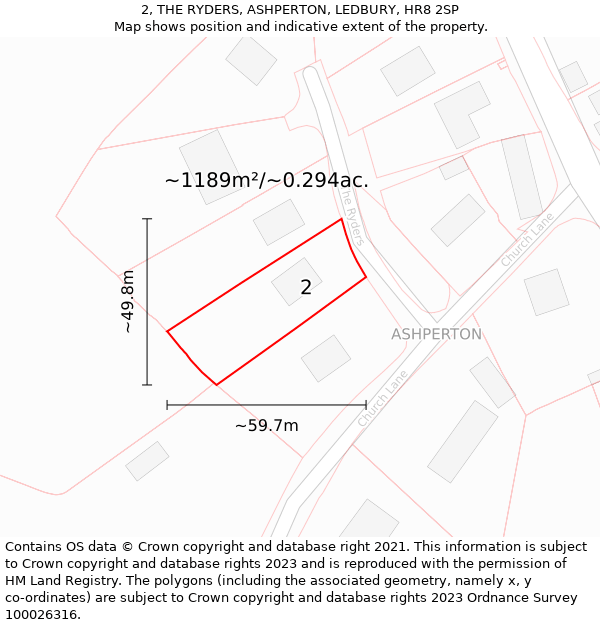 2, THE RYDERS, ASHPERTON, LEDBURY, HR8 2SP: Plot and title map