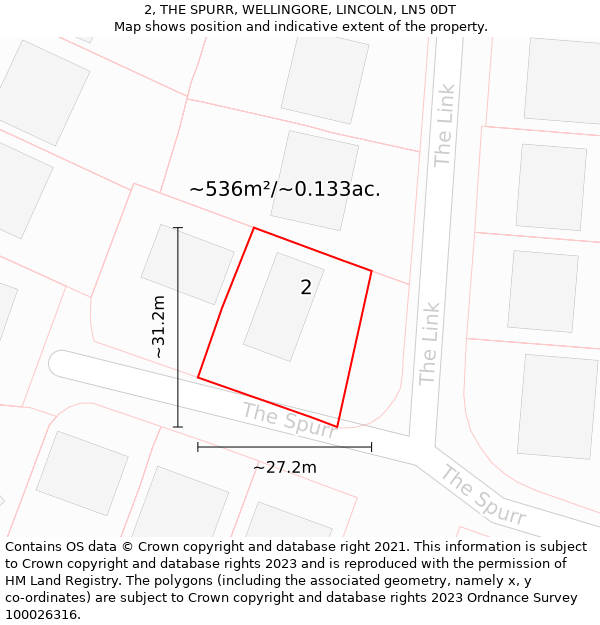 2, THE SPURR, WELLINGORE, LINCOLN, LN5 0DT: Plot and title map