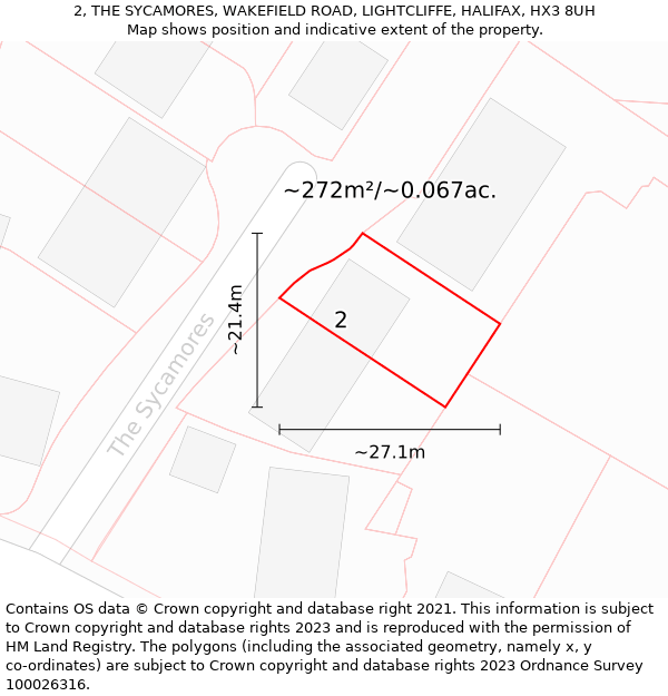 2, THE SYCAMORES, WAKEFIELD ROAD, LIGHTCLIFFE, HALIFAX, HX3 8UH: Plot and title map