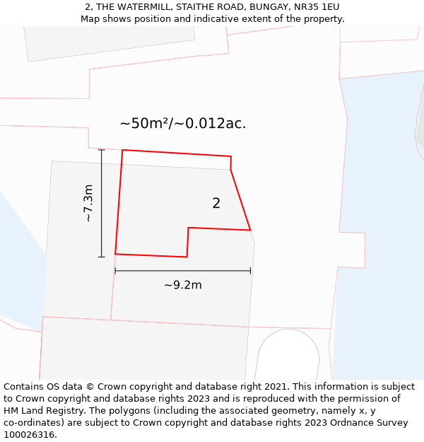 2, THE WATERMILL, STAITHE ROAD, BUNGAY, NR35 1EU: Plot and title map