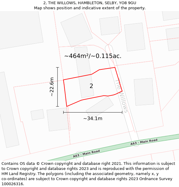 2, THE WILLOWS, HAMBLETON, SELBY, YO8 9GU: Plot and title map