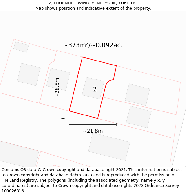 2, THORNHILL WIND, ALNE, YORK, YO61 1RL: Plot and title map