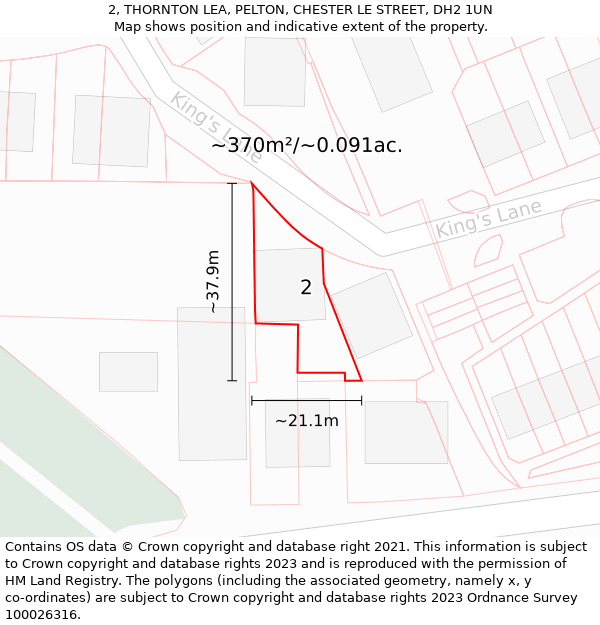 2, THORNTON LEA, PELTON, CHESTER LE STREET, DH2 1UN: Plot and title map