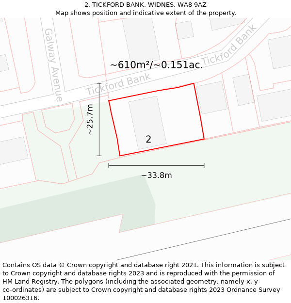 2, TICKFORD BANK, WIDNES, WA8 9AZ: Plot and title map