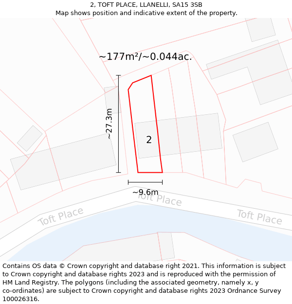 2, TOFT PLACE, LLANELLI, SA15 3SB: Plot and title map