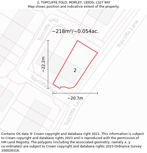 2, TOPCLIFFE FOLD, MORLEY, LEEDS, LS27 9AY: Plot and title map