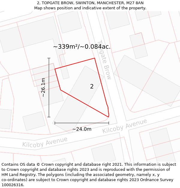 2, TOPGATE BROW, SWINTON, MANCHESTER, M27 8AN: Plot and title map