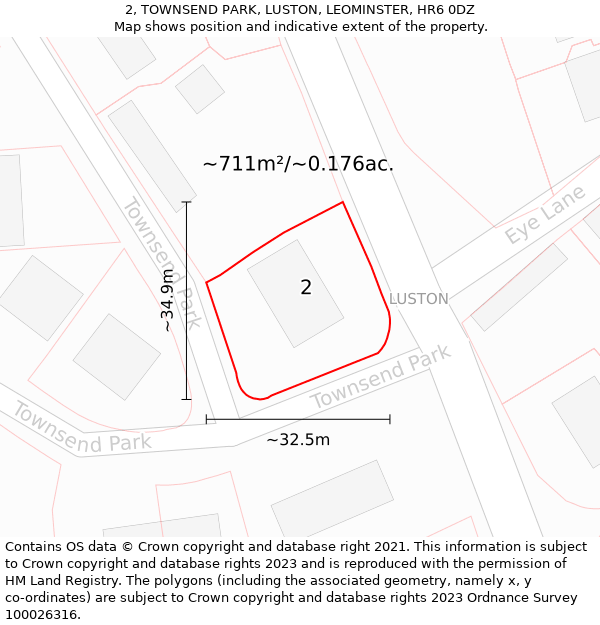 2, TOWNSEND PARK, LUSTON, LEOMINSTER, HR6 0DZ: Plot and title map