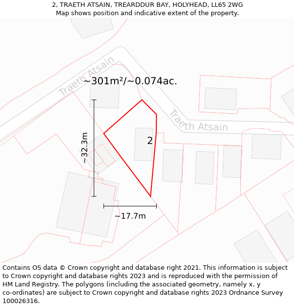2, TRAETH ATSAIN, TREARDDUR BAY, HOLYHEAD, LL65 2WG: Plot and title map