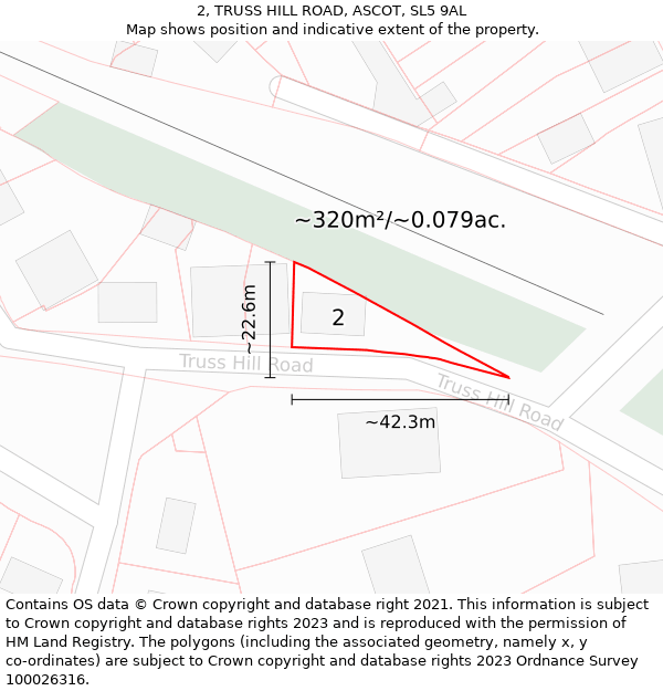 2, TRUSS HILL ROAD, ASCOT, SL5 9AL: Plot and title map