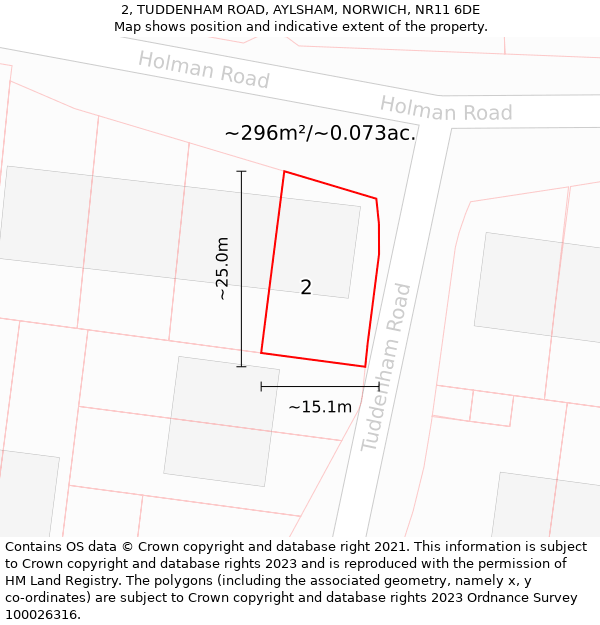 2, TUDDENHAM ROAD, AYLSHAM, NORWICH, NR11 6DE: Plot and title map