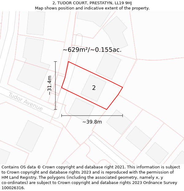 2, TUDOR COURT, PRESTATYN, LL19 9HJ: Plot and title map