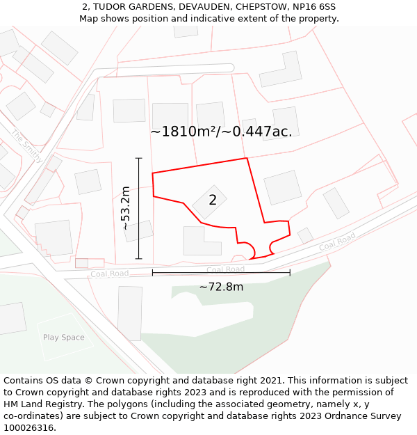 2, TUDOR GARDENS, DEVAUDEN, CHEPSTOW, NP16 6SS: Plot and title map