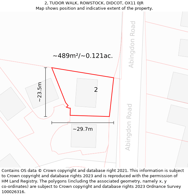 2, TUDOR WALK, ROWSTOCK, DIDCOT, OX11 0JR: Plot and title map