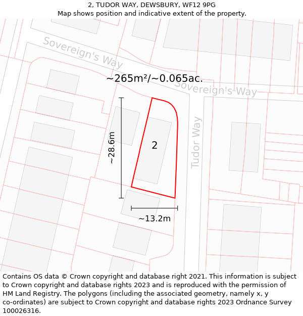 2, TUDOR WAY, DEWSBURY, WF12 9PG: Plot and title map