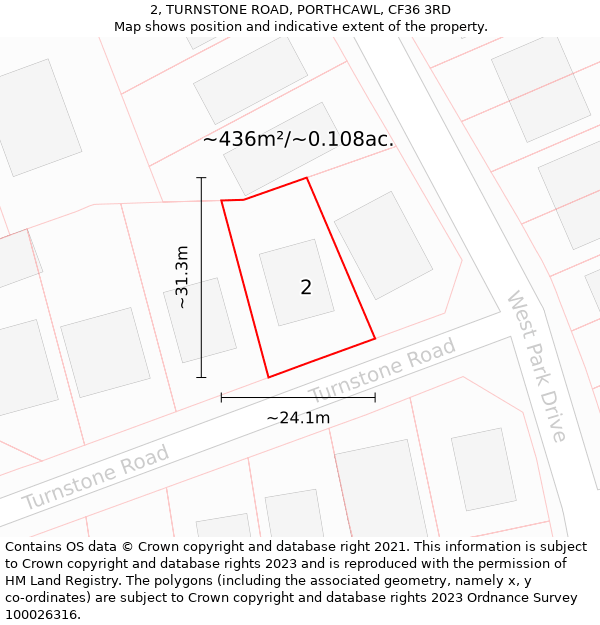 2, TURNSTONE ROAD, PORTHCAWL, CF36 3RD: Plot and title map