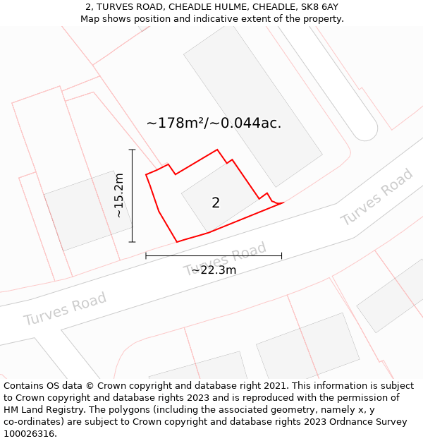 2, TURVES ROAD, CHEADLE HULME, CHEADLE, SK8 6AY: Plot and title map