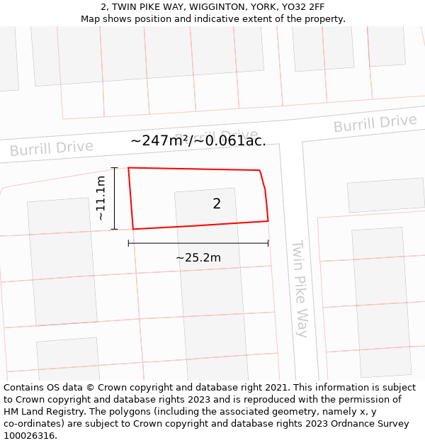 2, TWIN PIKE WAY, WIGGINTON, YORK, YO32 2FF: Plot and title map