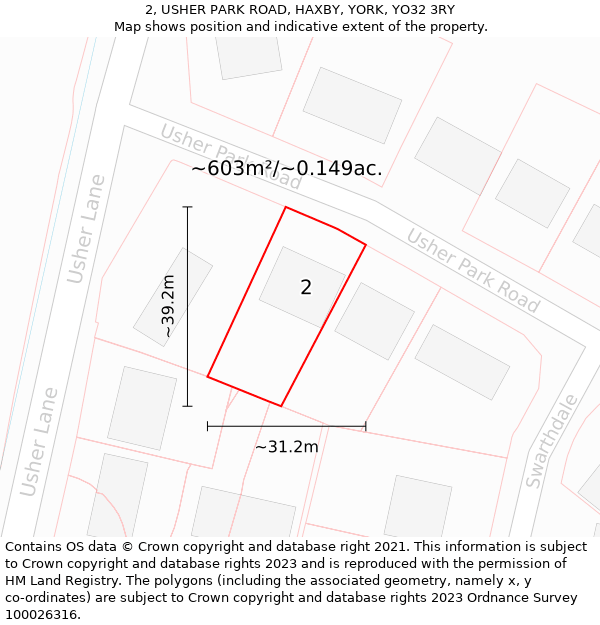 2, USHER PARK ROAD, HAXBY, YORK, YO32 3RY: Plot and title map