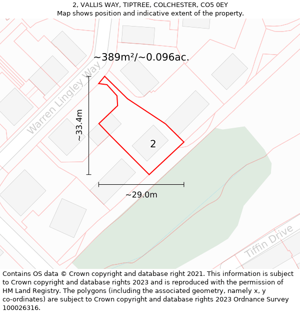 2, VALLIS WAY, TIPTREE, COLCHESTER, CO5 0EY: Plot and title map