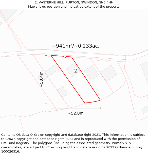 2, VASTERNE HILL, PURTON, SWINDON, SN5 4HH: Plot and title map