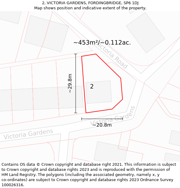 2, VICTORIA GARDENS, FORDINGBRIDGE, SP6 1DJ: Plot and title map