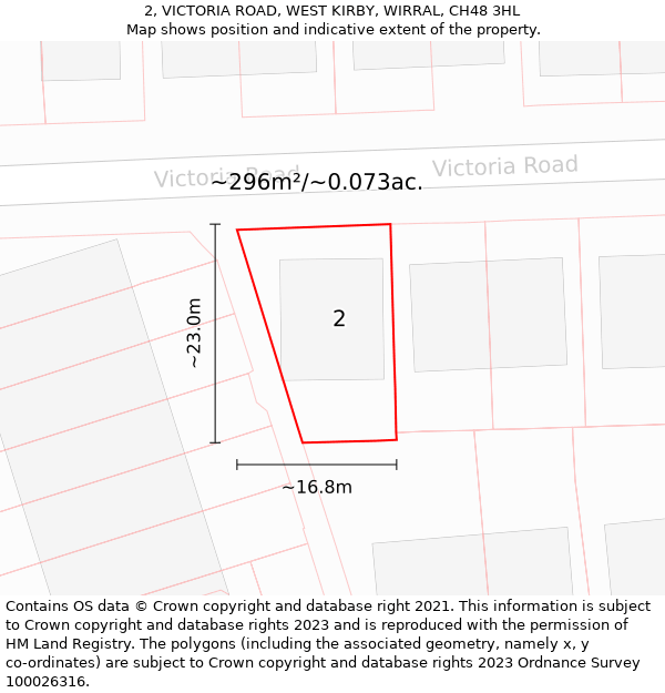 2, VICTORIA ROAD, WEST KIRBY, WIRRAL, CH48 3HL: Plot and title map