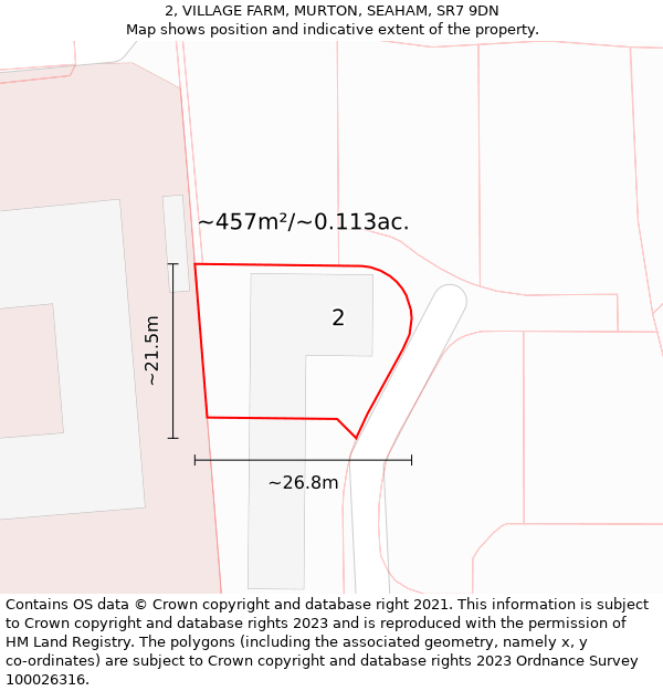 2, VILLAGE FARM, MURTON, SEAHAM, SR7 9DN: Plot and title map