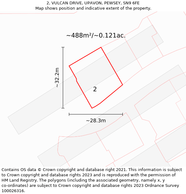 2, VULCAN DRIVE, UPAVON, PEWSEY, SN9 6FE: Plot and title map