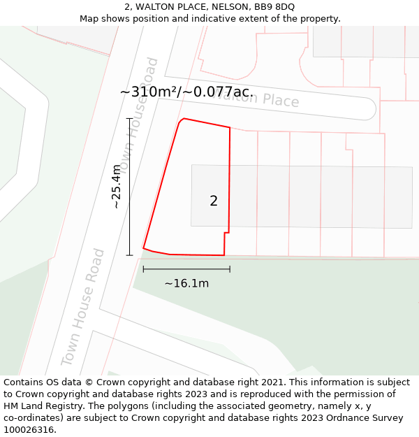 2, WALTON PLACE, NELSON, BB9 8DQ: Plot and title map