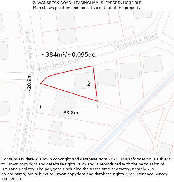 2, WANSBECK ROAD, LEASINGHAM, SLEAFORD, NG34 8LP: Plot and title map