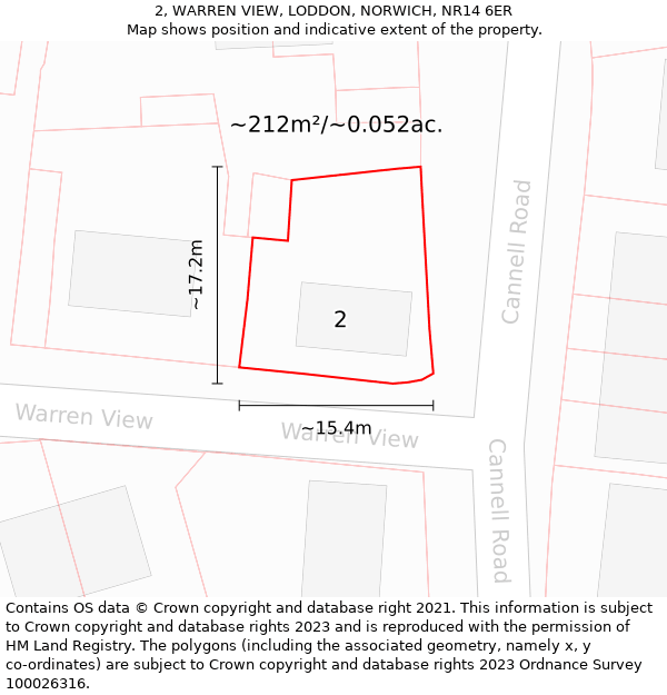 2, WARREN VIEW, LODDON, NORWICH, NR14 6ER: Plot and title map