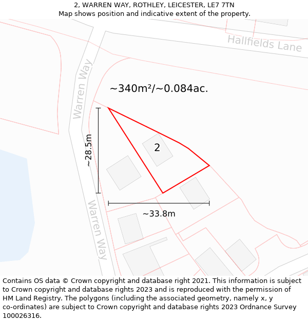 2, WARREN WAY, ROTHLEY, LEICESTER, LE7 7TN: Plot and title map