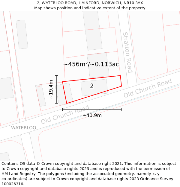 2, WATERLOO ROAD, HAINFORD, NORWICH, NR10 3AX: Plot and title map