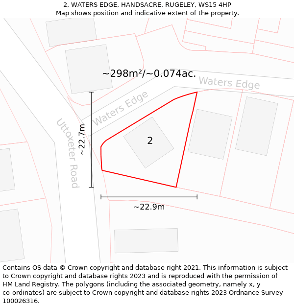 2, WATERS EDGE, HANDSACRE, RUGELEY, WS15 4HP: Plot and title map