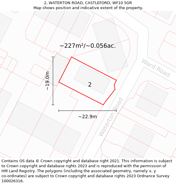 2, WATERTON ROAD, CASTLEFORD, WF10 5GR: Plot and title map