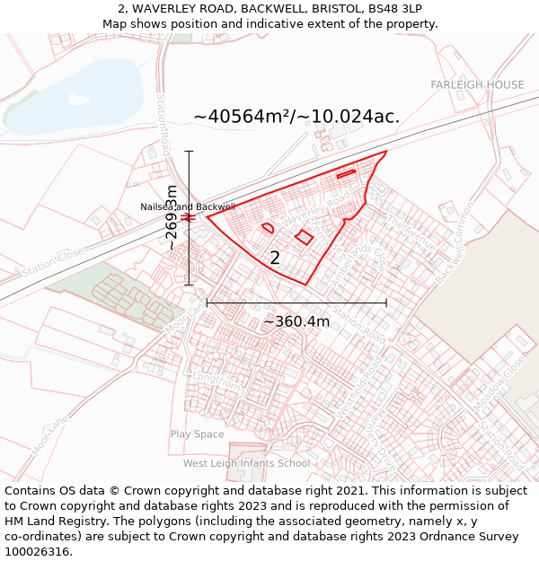 2, WAVERLEY ROAD, BACKWELL, BRISTOL, BS48 3LP: Plot and title map