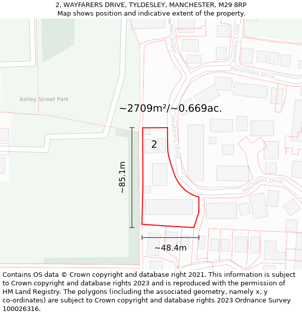 2, WAYFARERS DRIVE, TYLDESLEY, MANCHESTER, M29 8RP: Plot and title map