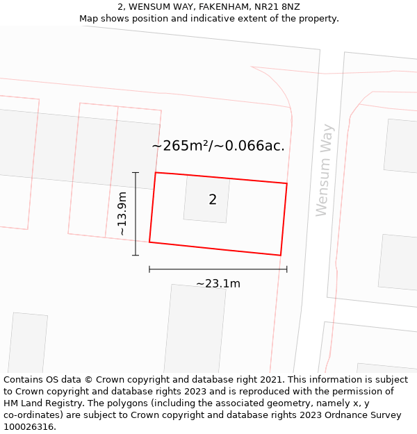 2, WENSUM WAY, FAKENHAM, NR21 8NZ: Plot and title map